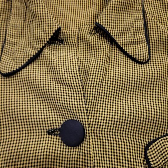 Vintage Cftc Studio Black and Yellow/green Check A-line Button Down Collared Top - Picture 8 of 13